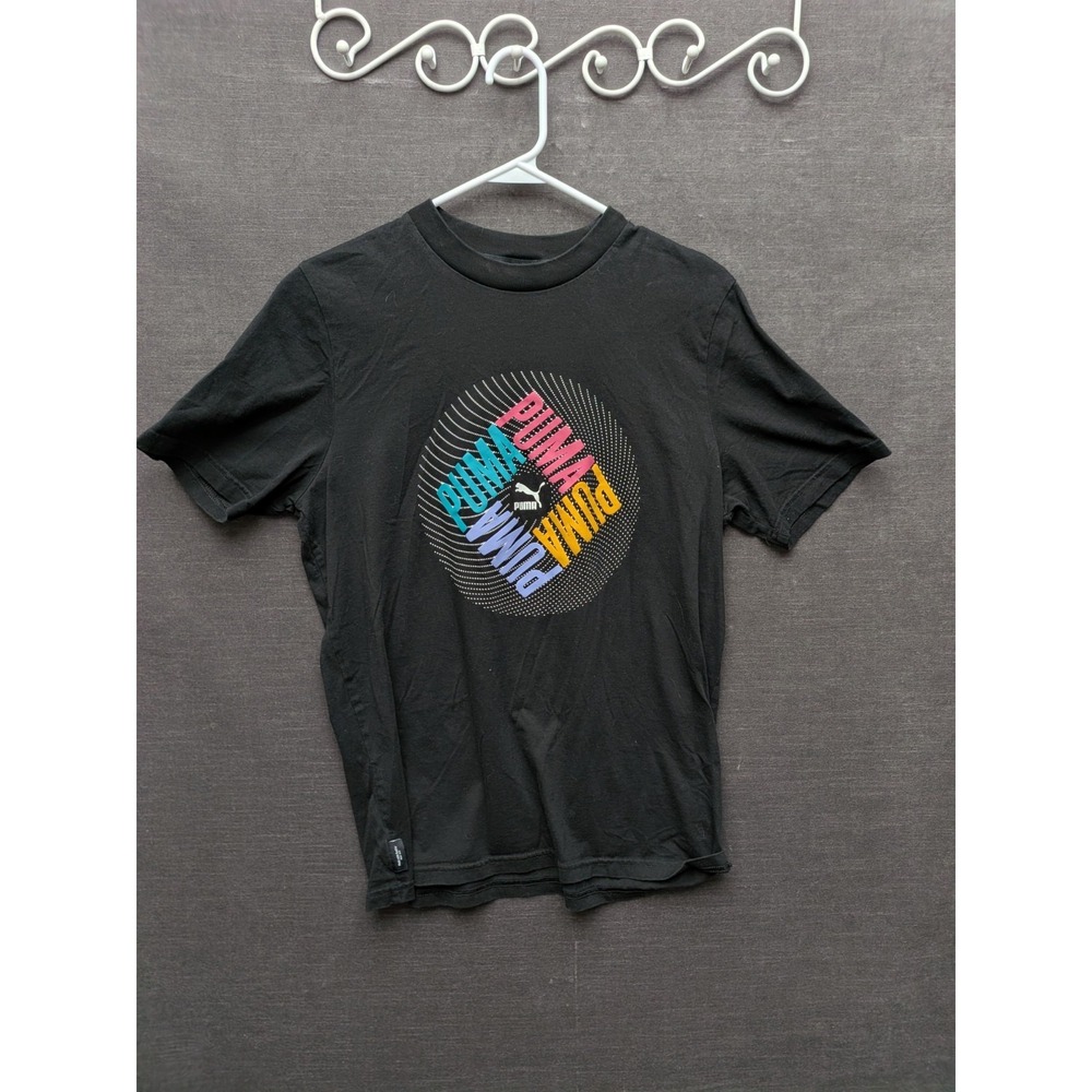 Puma T-Shirt Black Graphic Tee Sports T-Shirt Athletic Unisex Size M